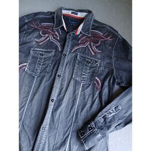 Roar Shirt XL Mens Embroidered Grunge Skater Goth Y2k BKE Button Down Vintage